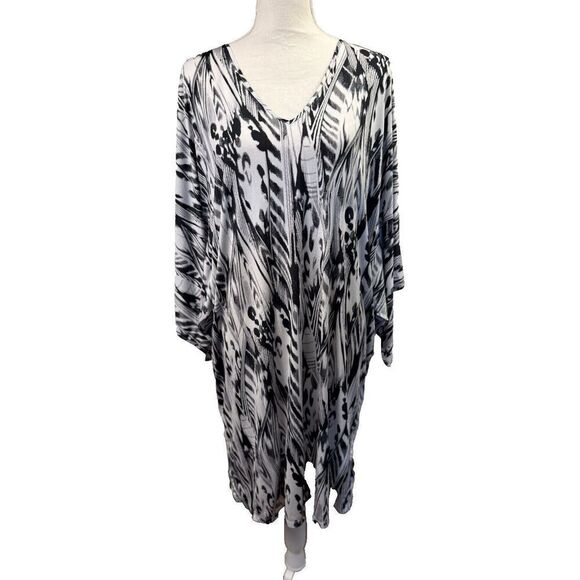 Natori Komono Black and White Midi Dress Slip On Size Medium - Picture 1 of 8